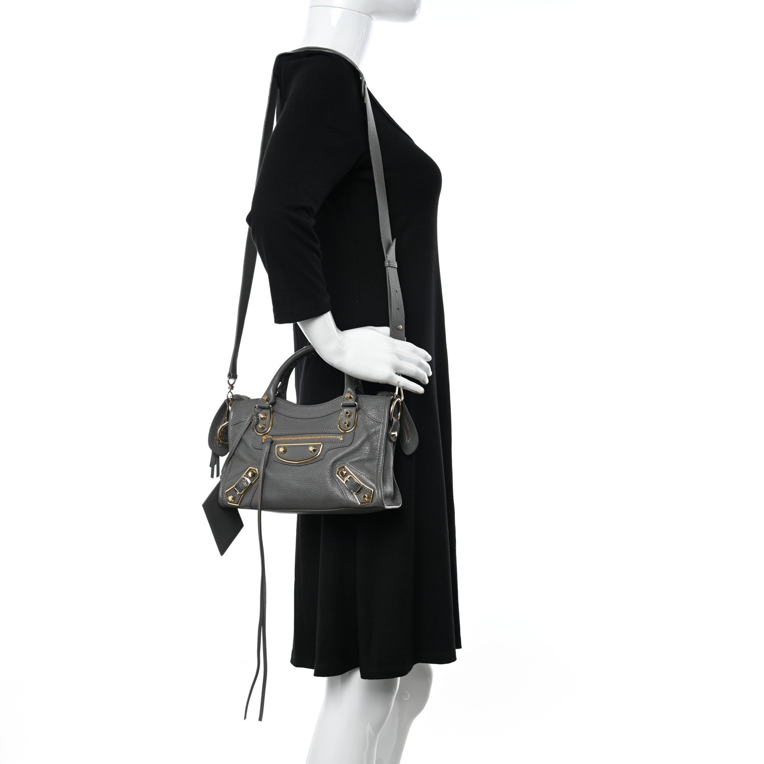Balenciaga Chevre Gold Metallic Edge Hardware Mini City Gris Acier 2 of 9