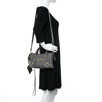 Balenciaga Chevre Gold Metallic Edge Hardware Mini City Gris Acier 2 of 9