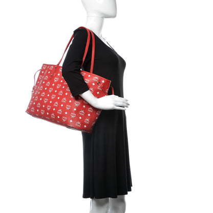 MCM Visetos Medium Liz Reversible Shopper Tote Ruby Red 2 of 11