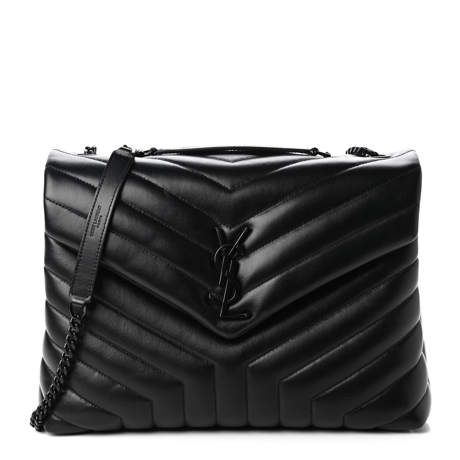 Saint Laurent Calfskin Y Quilted Monogram Medium Loulou Chain Satchel Black 1 of 11