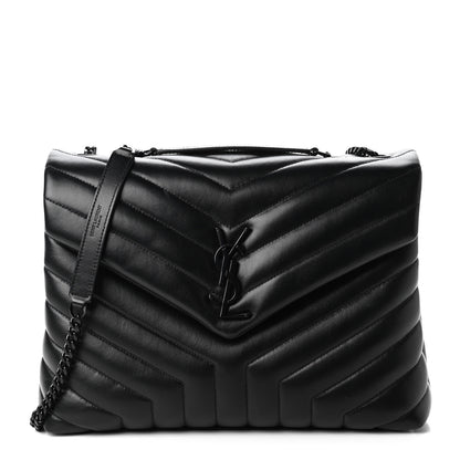 Saint Laurent Calfskin Y Quilted Monogram Medium Loulou Chain Satchel Black 1 of 11