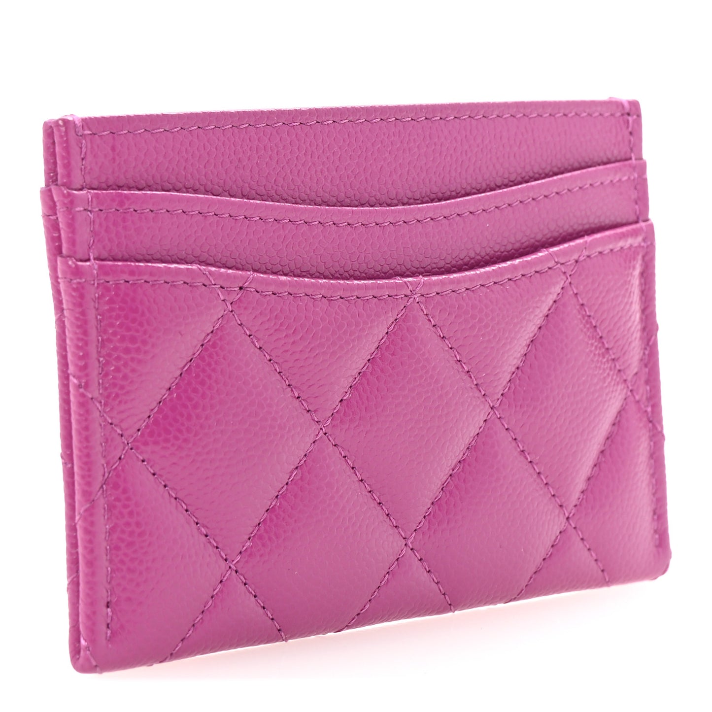 Caviar Quilted Card Holder Purple