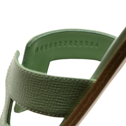 Hermes Epsom Oran Sandals 37 Vert Jade 6 of 9