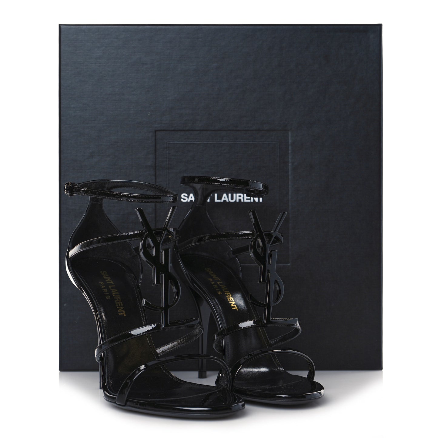 Patent Calfskin Cassandra 100 Sandals 36 Black