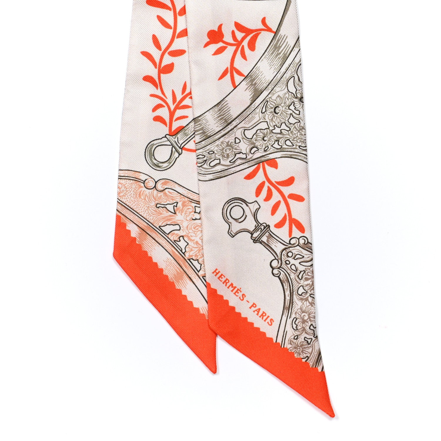 Hermes Silk Etriers Remix Twilly Verveine Orange Kaki 2 of 4