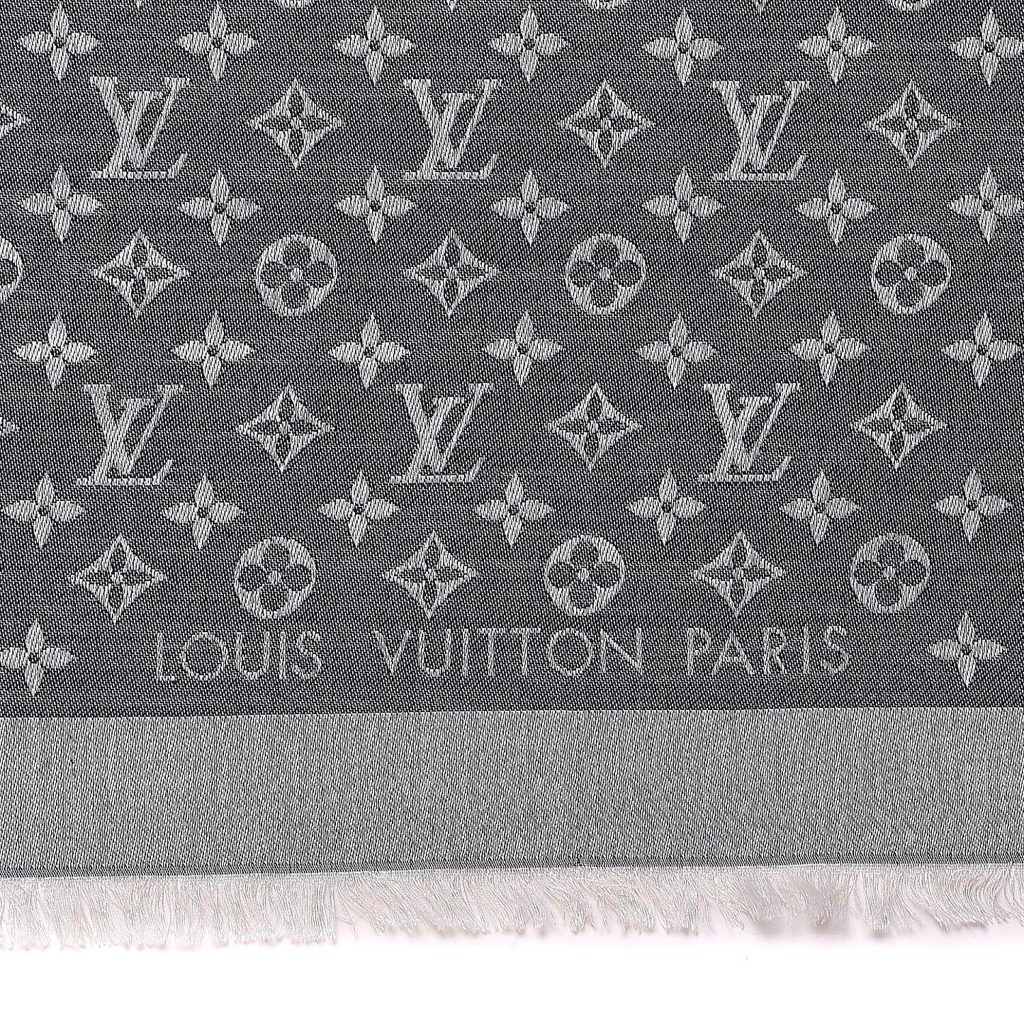 Silk Wool Monogram Denim Shawl Blue