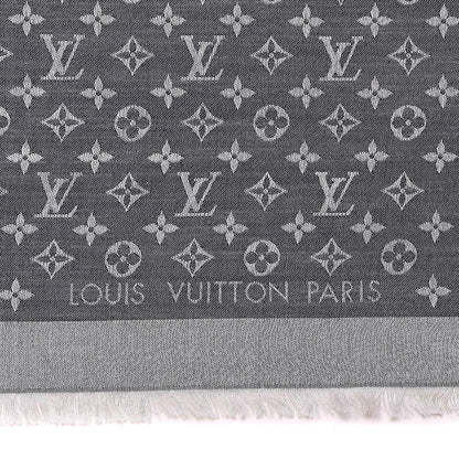 Louis Vuitton Silk Wool Monogram Denim Shawl Blue 2 of 3