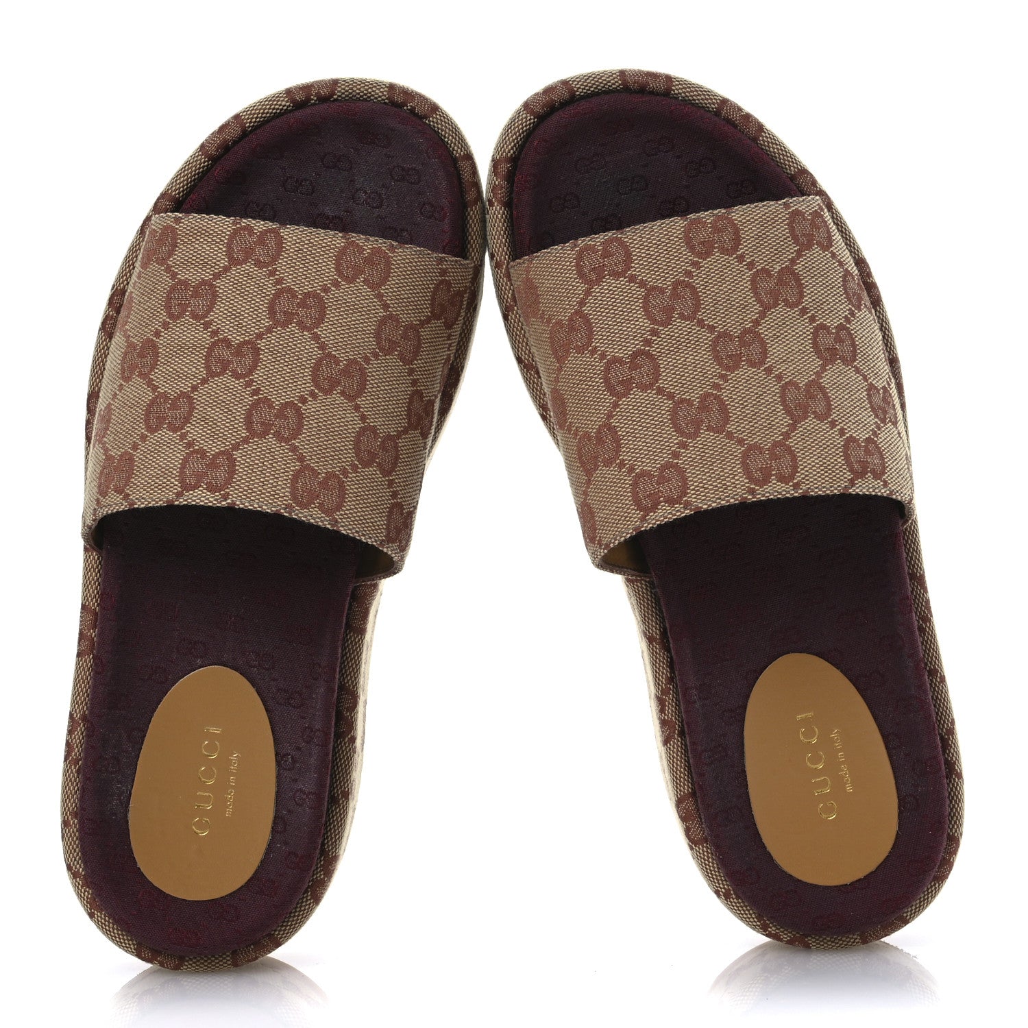 Gucci Canvas GG Monogram Angelina Platform Slide Sandals 36 Beige Ruggine 4 of 30