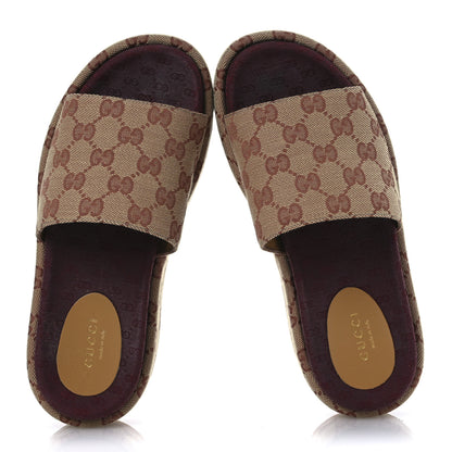 Gucci Canvas GG Monogram Angelina Platform Slide Sandals 36 Beige Ruggine 4 of 30