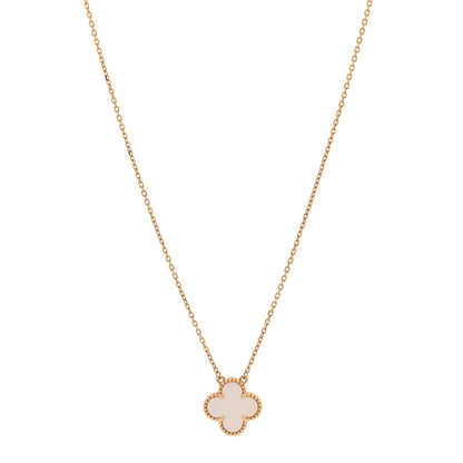 Van Cleef & Arpels 18K Yellow Gold Mother of Pearl Vintage Alhambra Pendant Necklace 1 of 7
