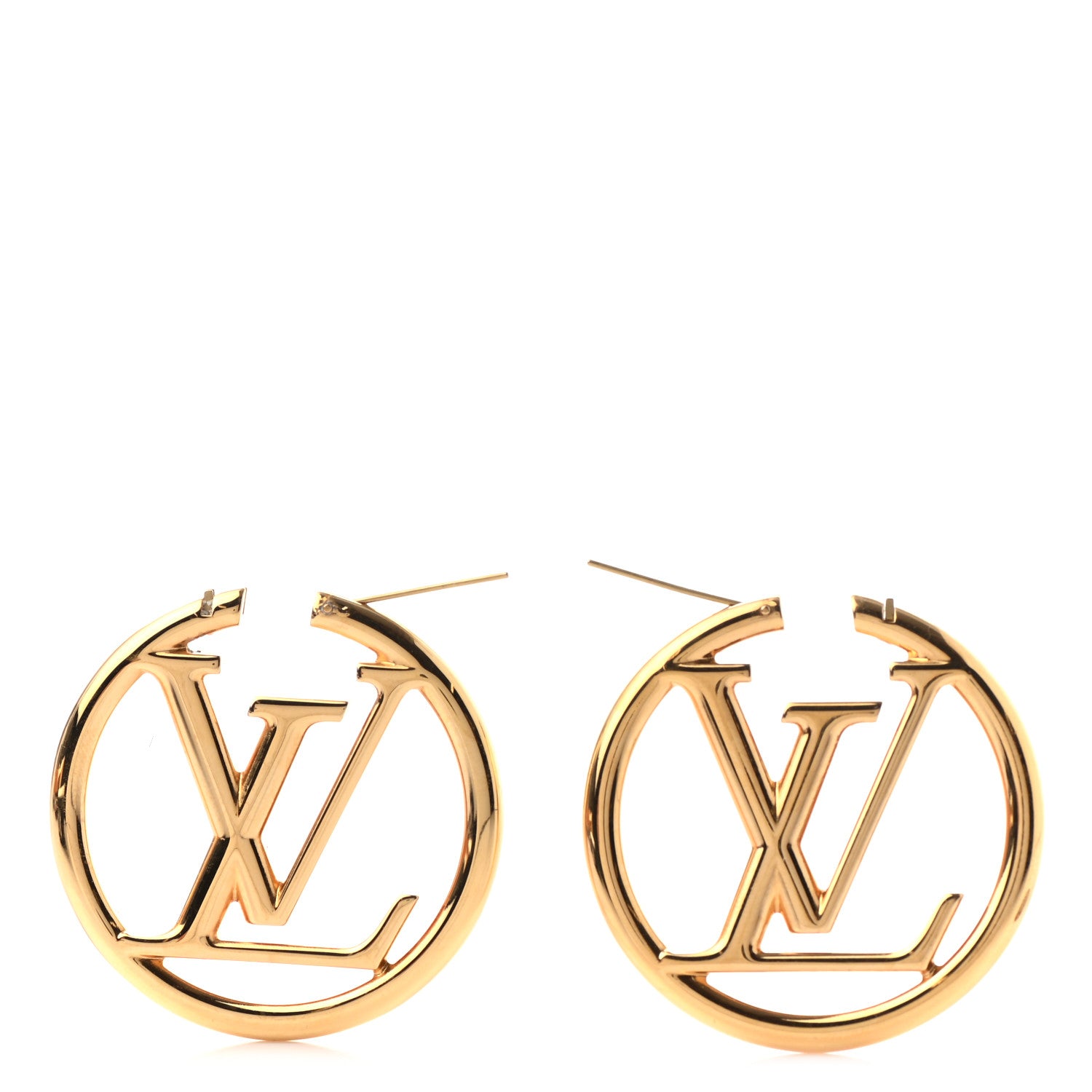 Louis Vuitton Metal Louise Hoop Earrings Gold 3 of 4