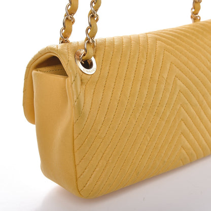 Chanel Calfskin Chevron Quilted Small Surpique Flap Yellow 9 of 11