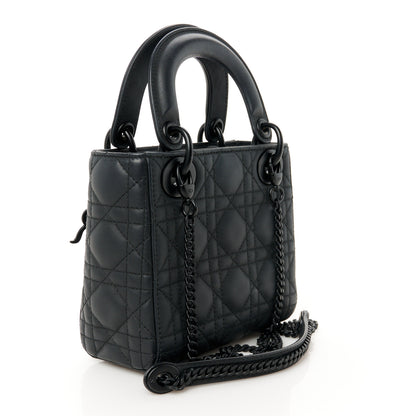 Christian Dior Ultra Matte Calfskin Cannage Mini Lady Dior Black 3 of 11