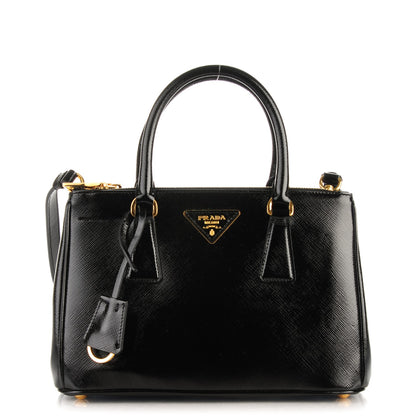 Prada Saffiano Vernice Mini Galleria Double Zip Tote Black 1 of 8