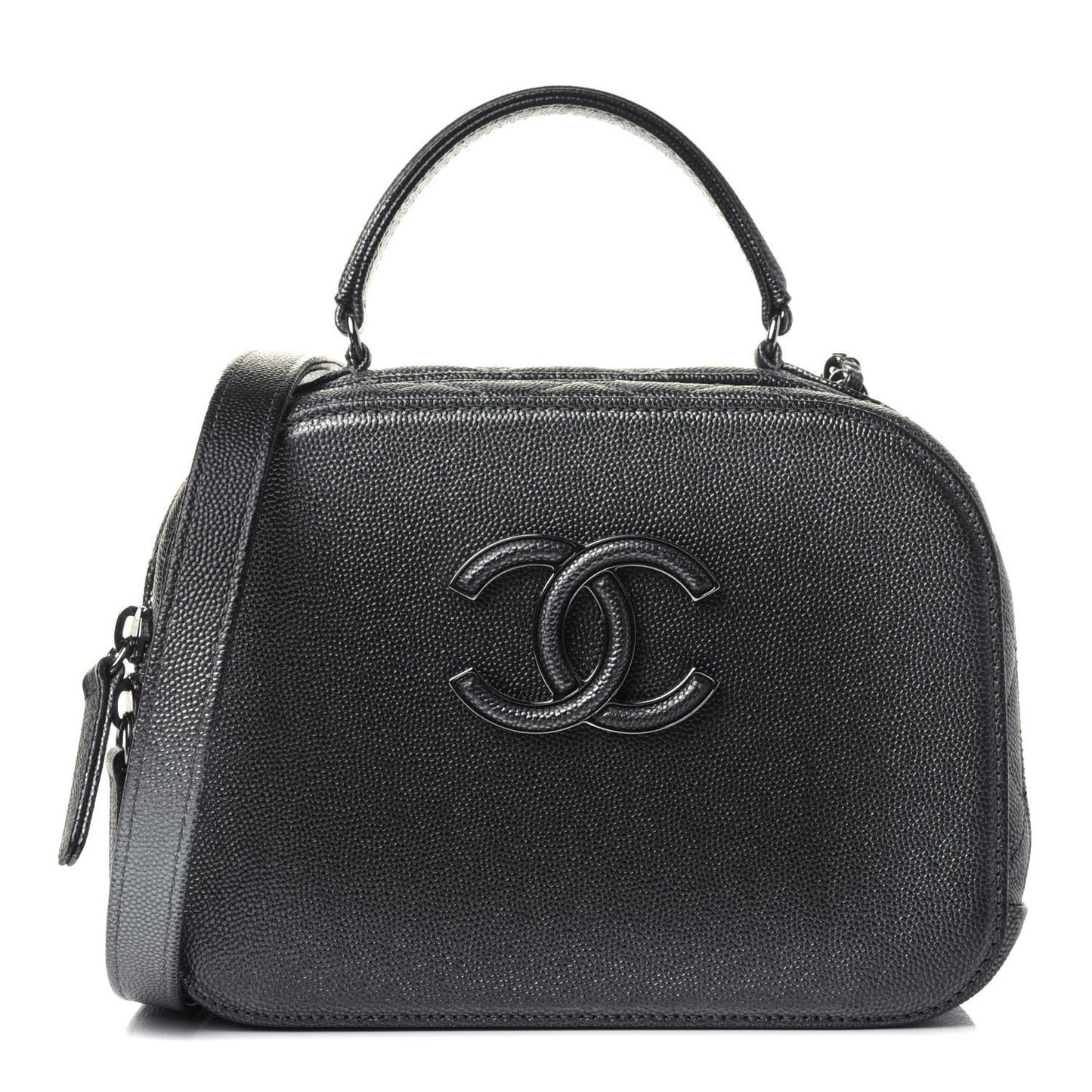 Metallic Caviar Small Coco Curve Vanity Bag Black Ruthenium