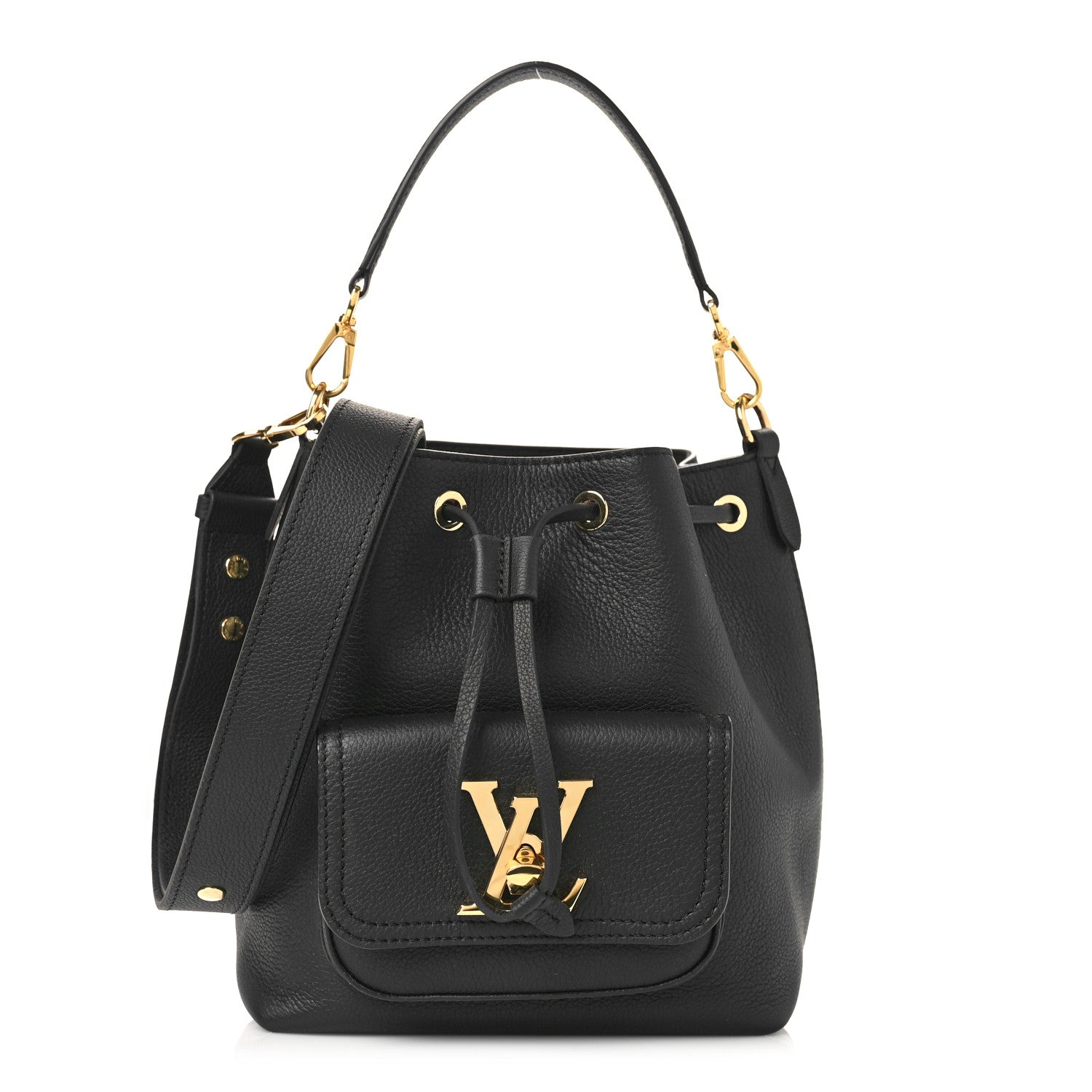 Louis Vuitton Calfskin Lockme Bucket MM Black 1 of 8
