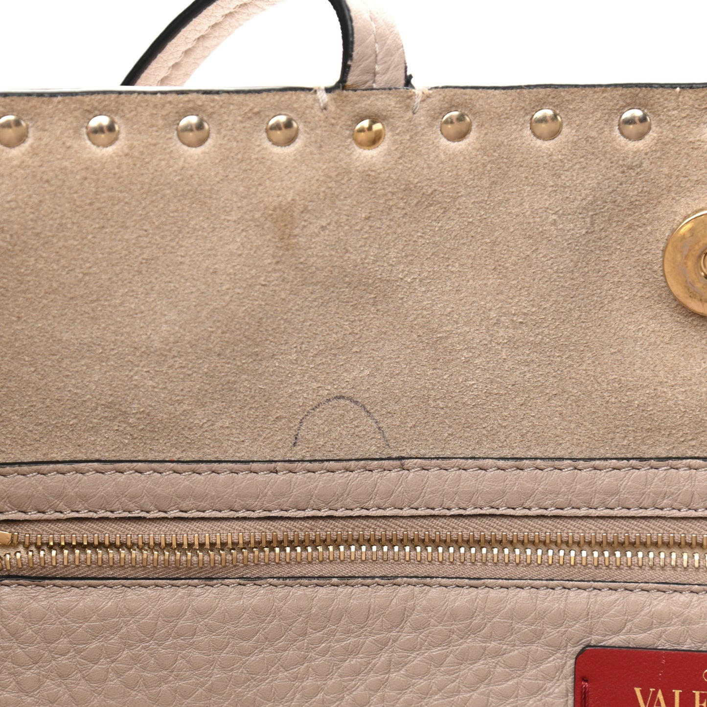 Grained Calfskin Rockstud Shoulder Tote Poudre