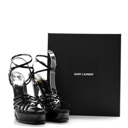 Saint Laurent Patent Platform Criss Cross Sandals 40 Black 9 of 9