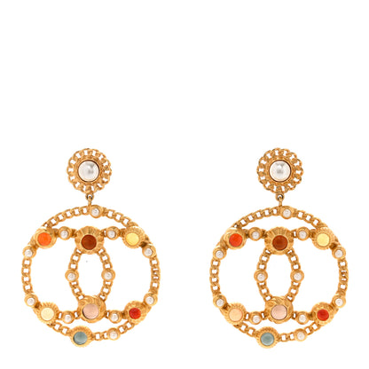 Chanel Pearl Gripoix CC Chain Drop Earrings Gold 1 of 4