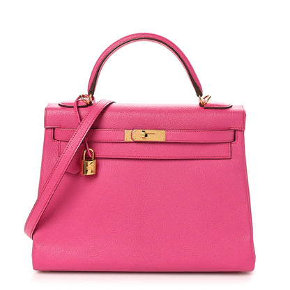 Hermes Chevre Mysore Kelly Retourne 32 Rose Shocking 1 of 11