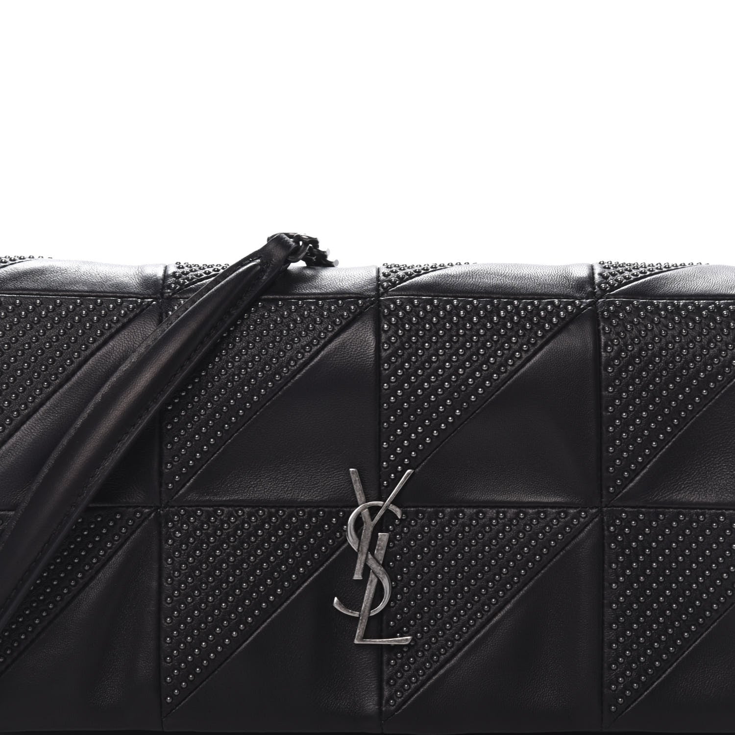 Saint Laurent Lambskin Patchwork Micro Stud Monogram Medium Jamie Baguette Black 10 of 10