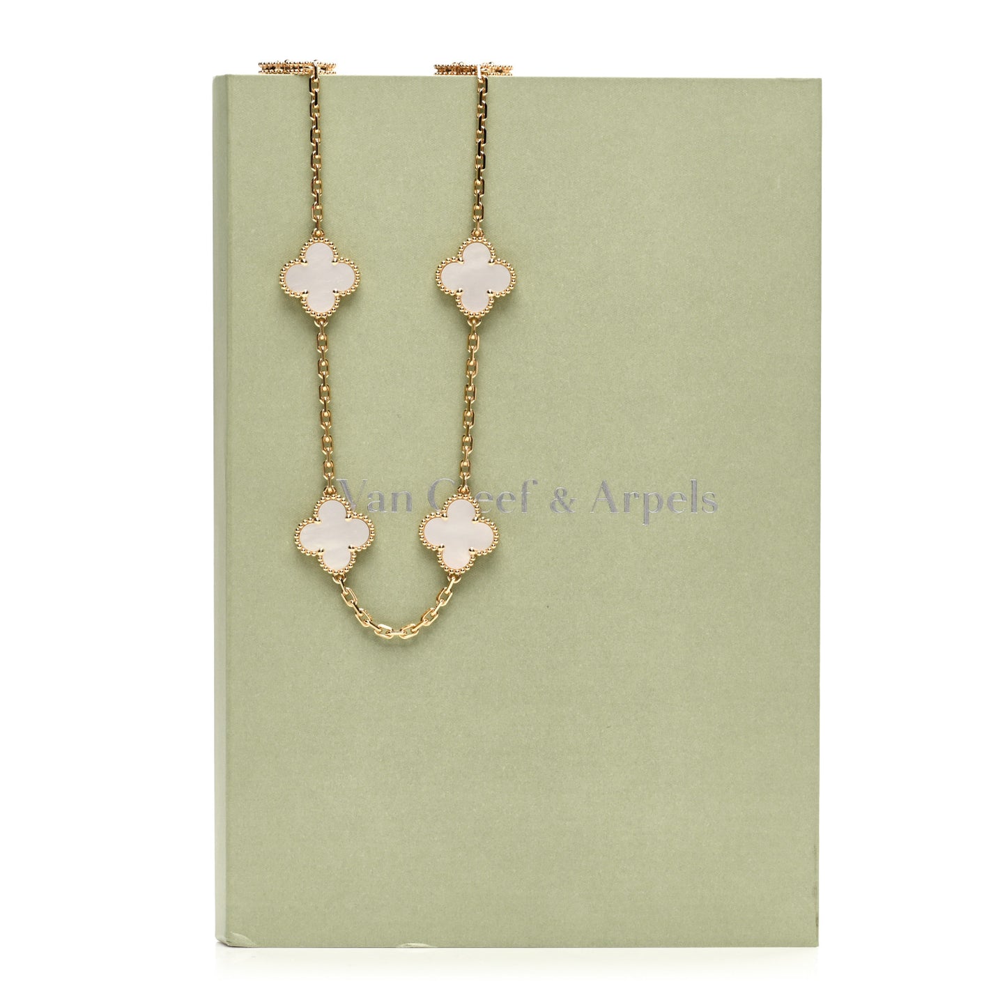 18K Yellow Gold Mother of Pearl 10 Motifs Vintage Alhambra Necklace