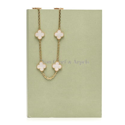 Van Cleef & Arpels 18K Yellow Gold Mother of Pearl 10 Motifs Vintage Alhambra Necklace 6 of 6