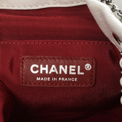 Chanel Aged Calfskin Quilted Small Gabrielle Bucket White Black 6 of 8