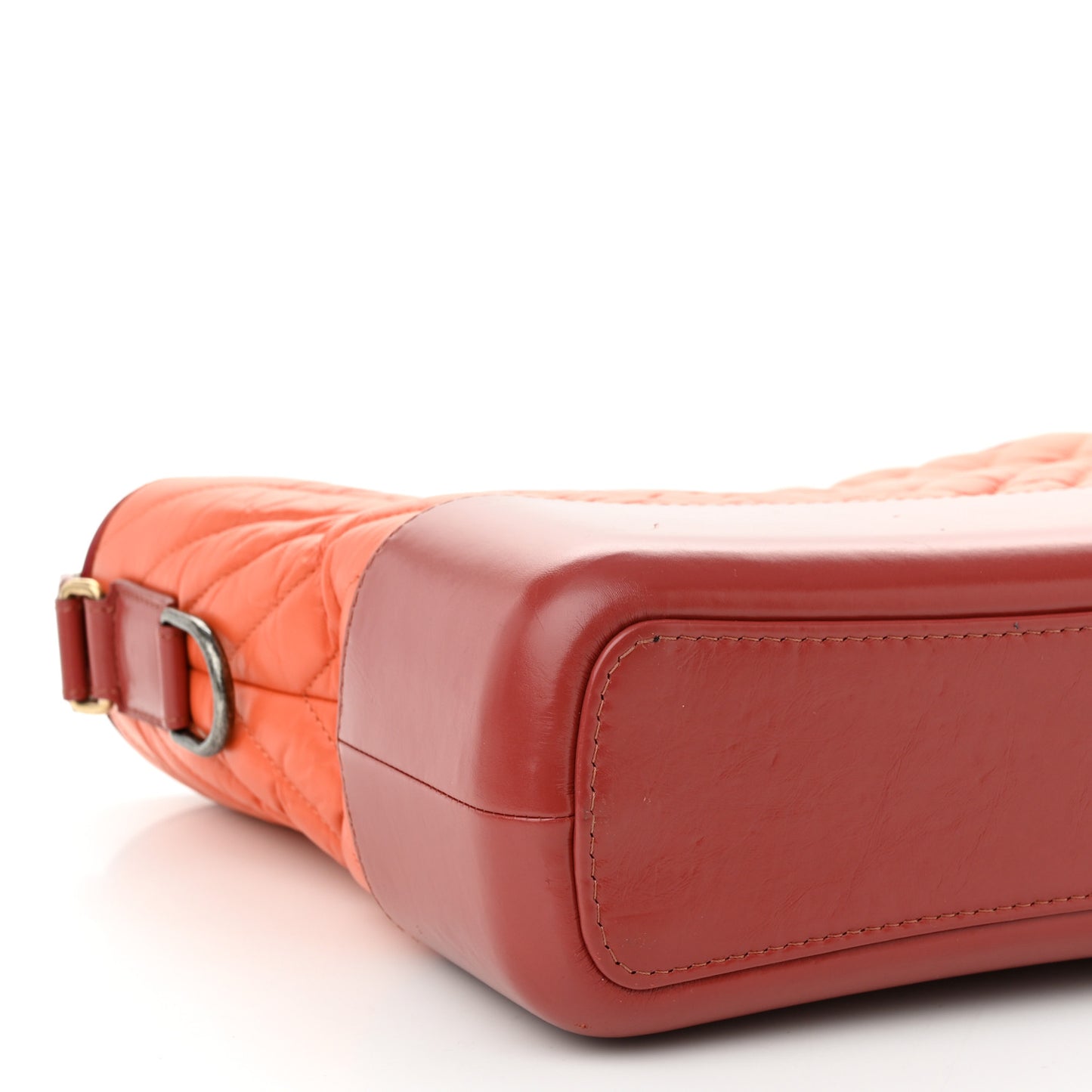 Aged Calfskin Chevron Quilted Medium Gabrielle Hobo Dark Red Orange