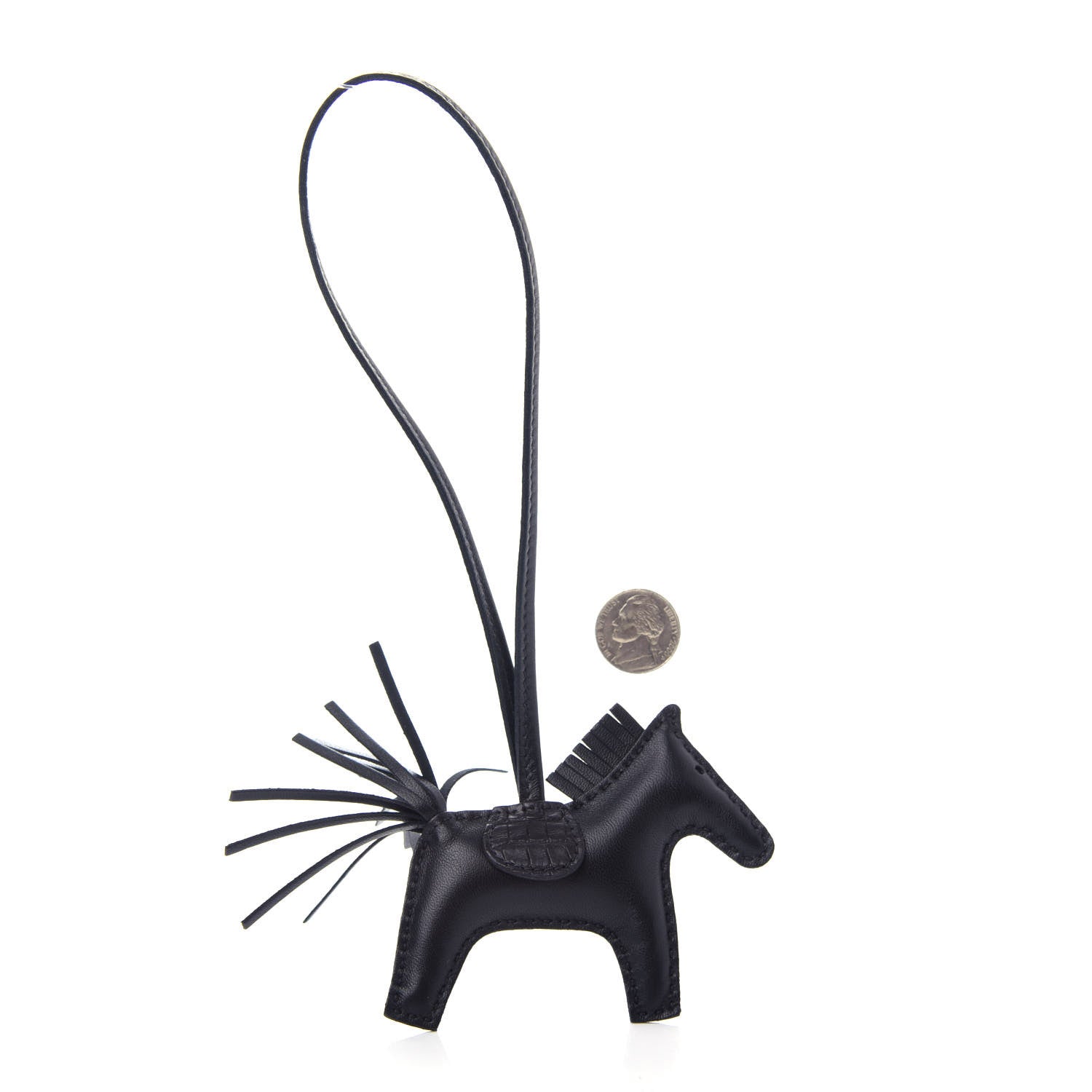 Hermes Milo Lambskin Matte Alligator Touch Grigri Rodeo Horse Bag Charm PM So Black 2 of 4