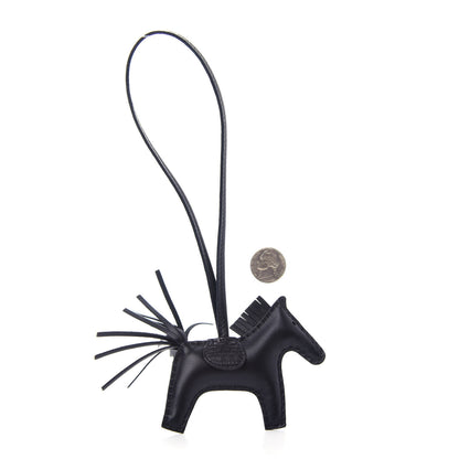 Hermes Milo Lambskin Matte Alligator Touch Grigri Rodeo Horse Bag Charm PM So Black 2 of 4