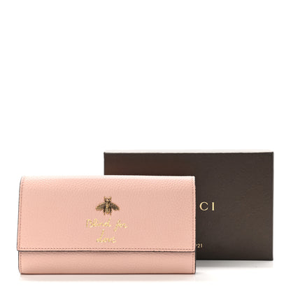 Gucci Calfskin Animalier Continental Wallet Porcelain Rose 8 of 8
