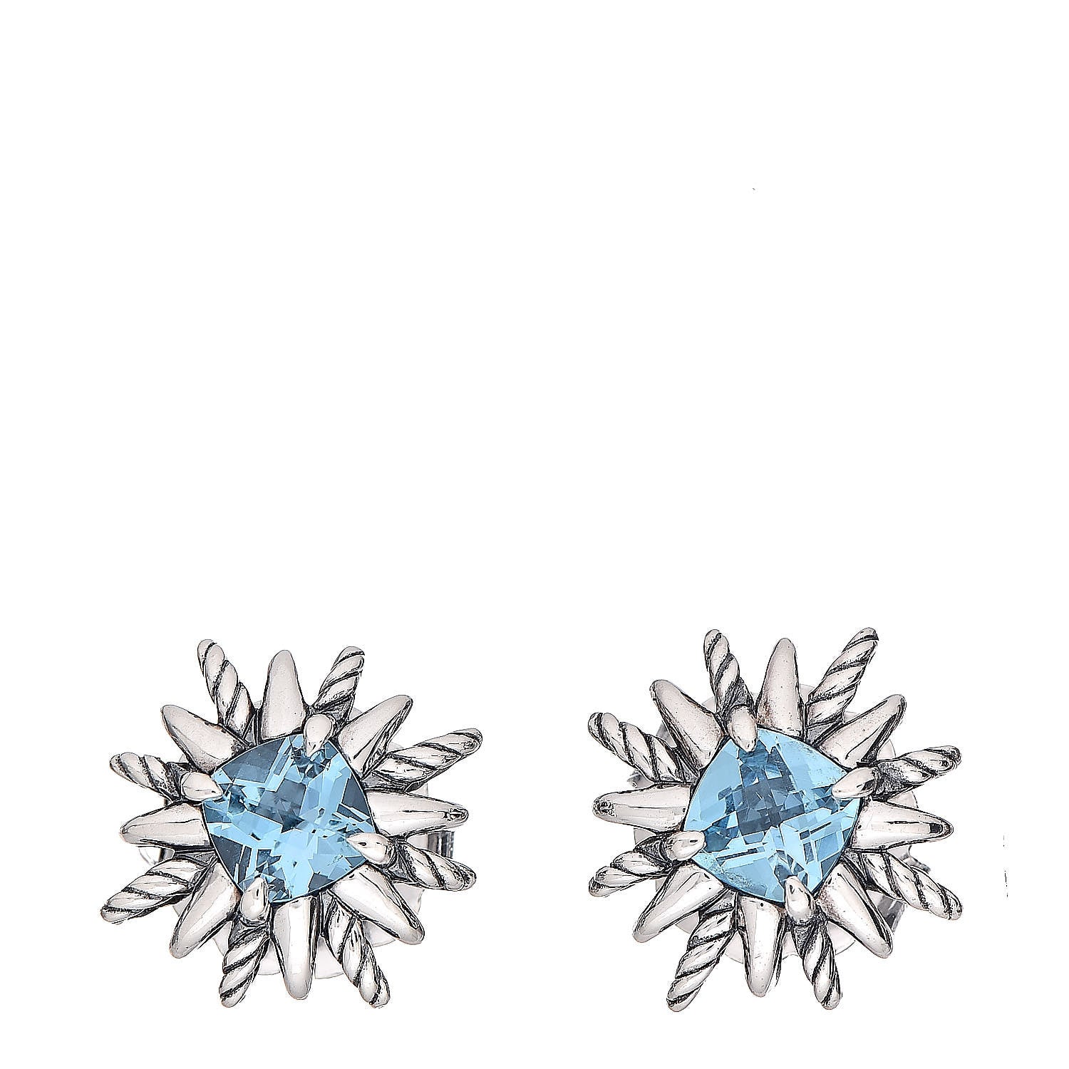 David Yurman Sterling Silver Blue Topaz Starburst Stud Earrings 1 of 4