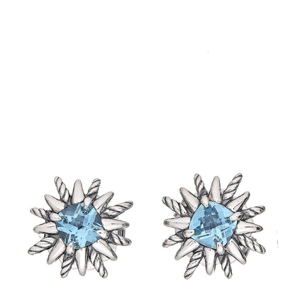 David Yurman Sterling Silver Blue Topaz Starburst Stud Earrings 1 of 4