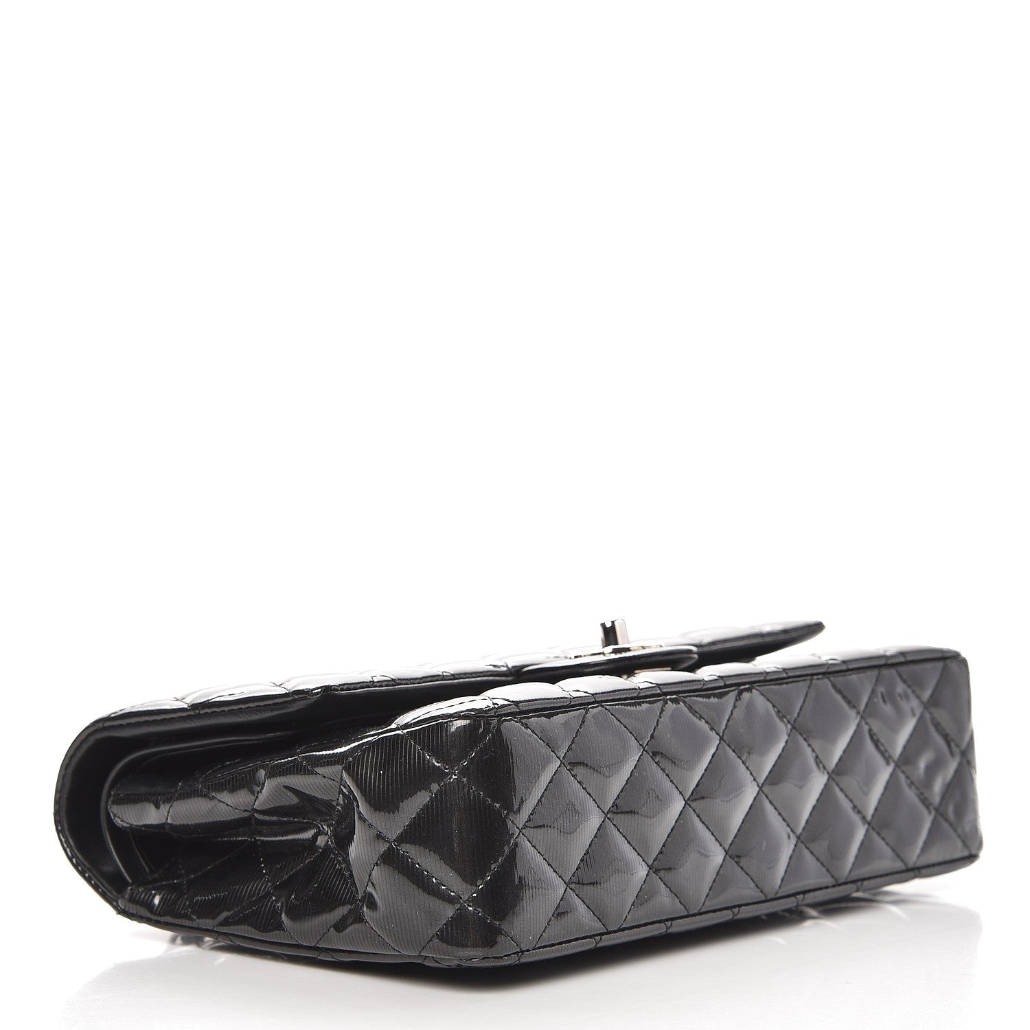Chanel Striated Patent Quilted Medium Double Flap Black 5 of 9