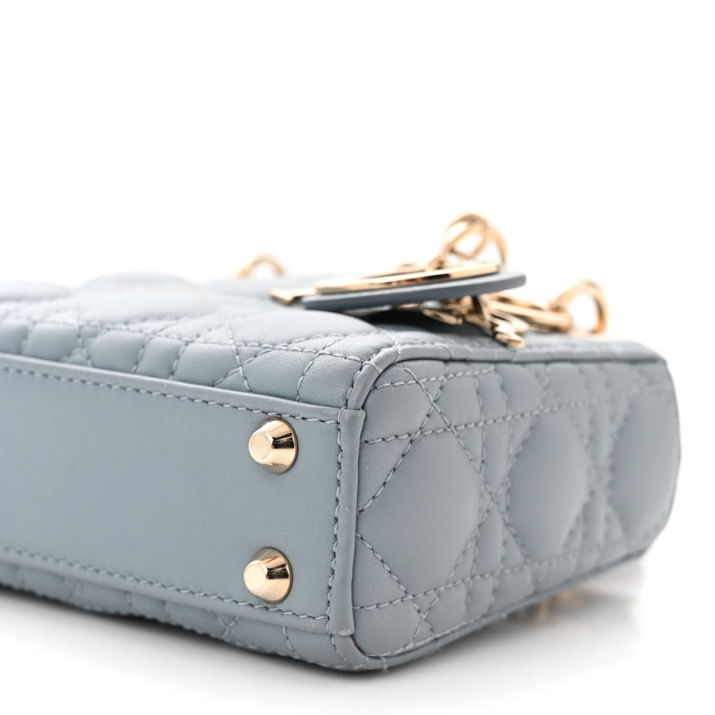 Lambskin Cannage Micro Lady Dior Cloud Gray