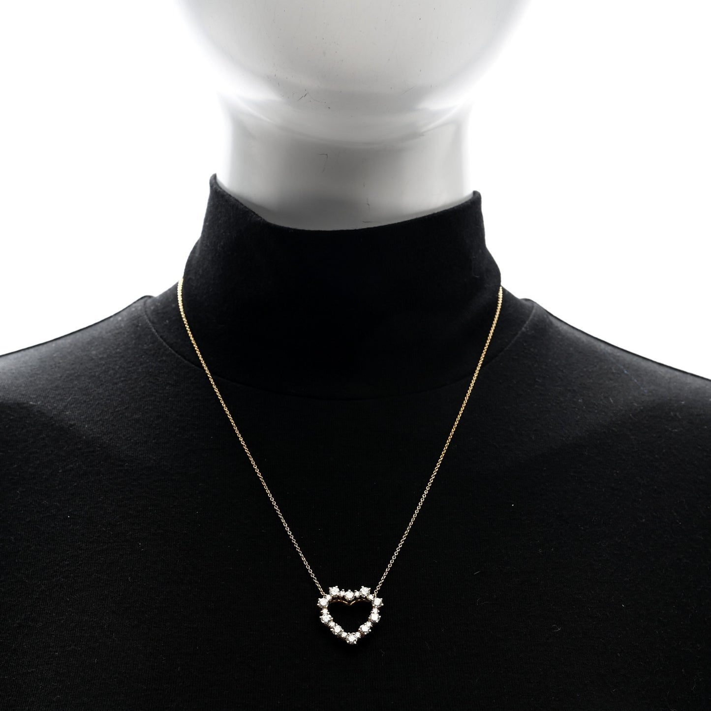 18K Yellow Gold Diamond Heart Pendant Necklace