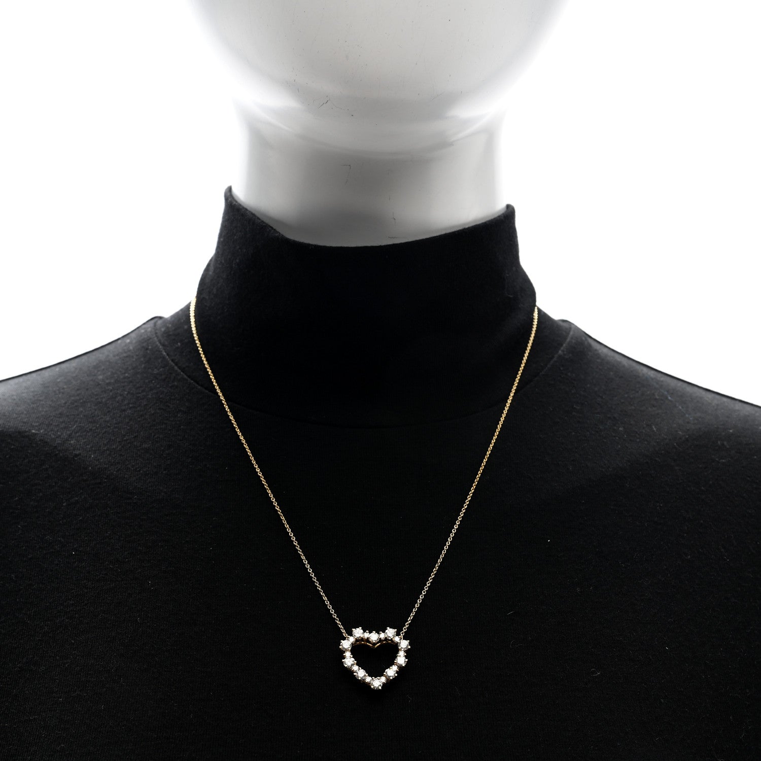 Tiffany 18K Yellow Gold Diamond Heart Pendant Necklace 2 of 5