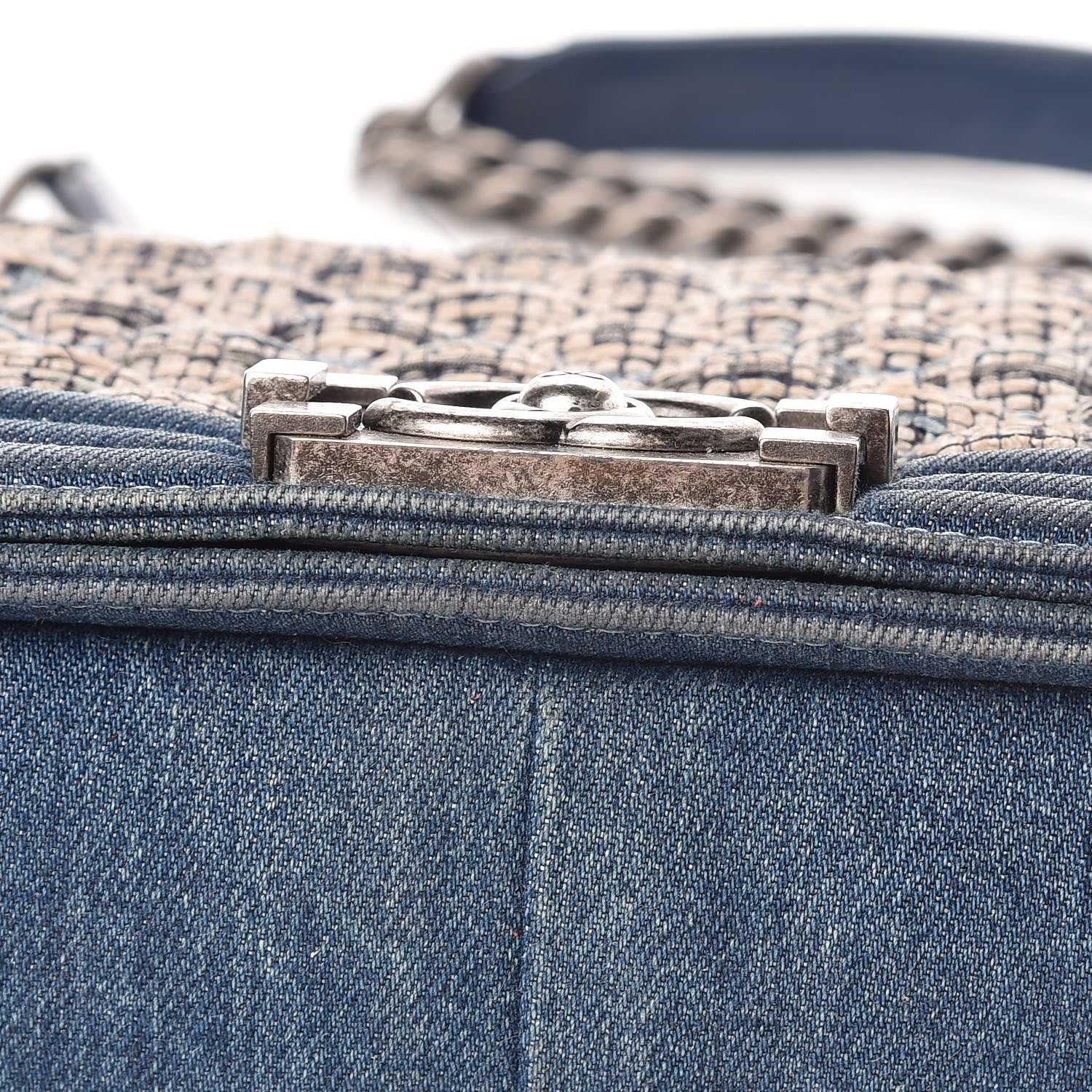 Chanel Tweed Denim Medium Boy Flap Dark Blue 13 of 24