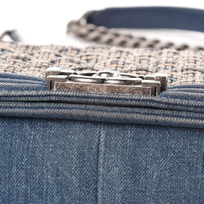Chanel Tweed Denim Medium Boy Flap Dark Blue 13 of 24