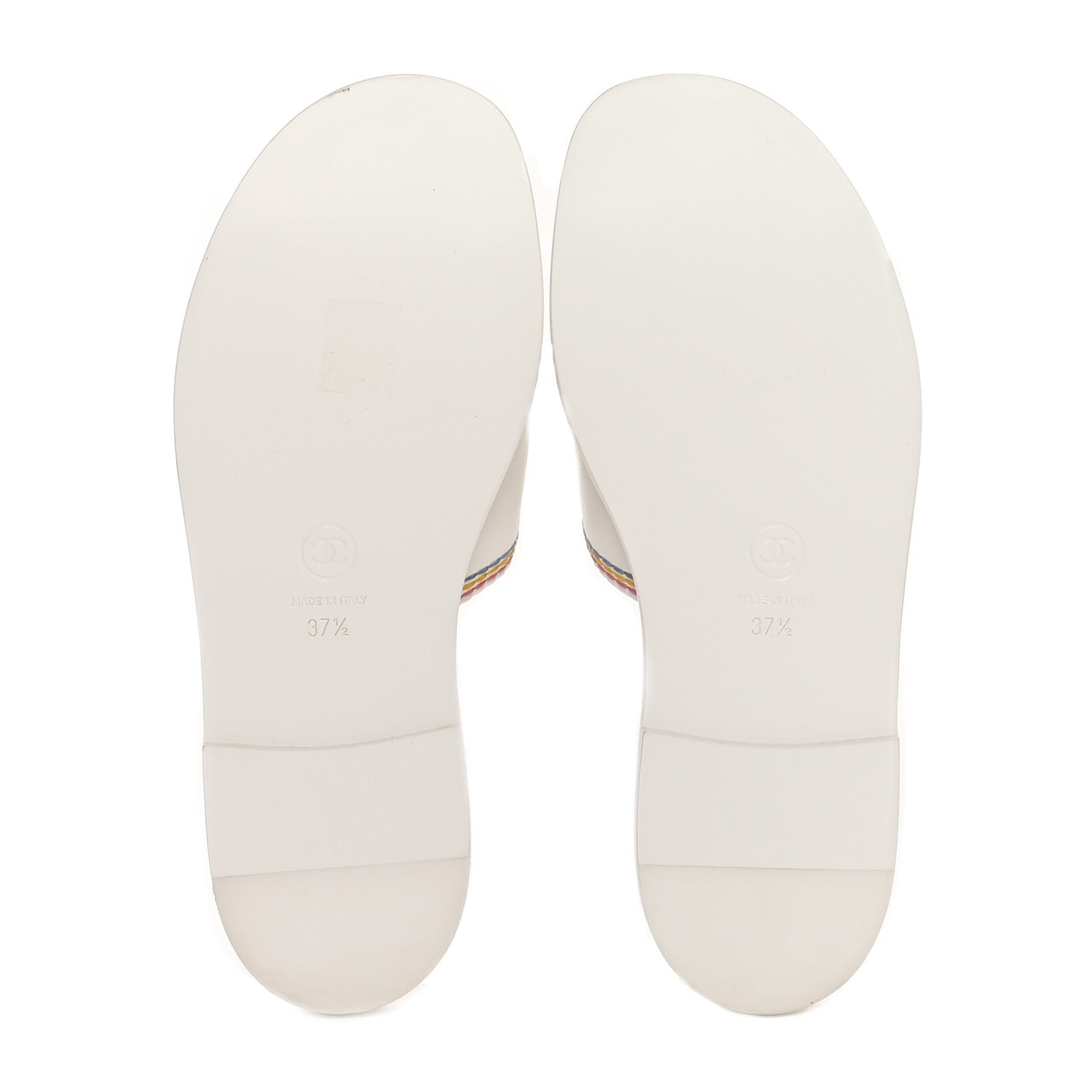 Chanel Calfskin Embroidered CC Sandal Mule 37.5 White 6 of 9