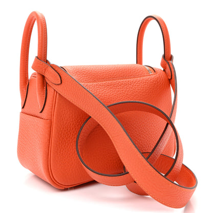 Hermes Taurillon Clemence Mini Lindy 20 Feu 3 of 10