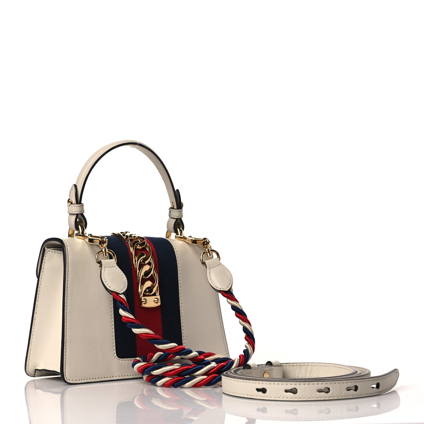 Calfskin Mini Sylvie Top Handle Bag White