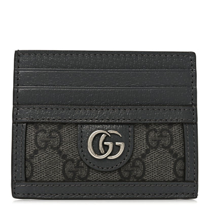 Gucci GG Supreme Monogram Textured Dollar Calfskin Ophidia Card Holder Grey Black Graphite Grey 1 of 7