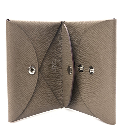 Hermes Epsom Calvi Duo Card Case Etoupe 6 of 9
