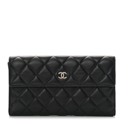 Chanel Lambskin Quilted Long Flap Wallet Black 1 of 19