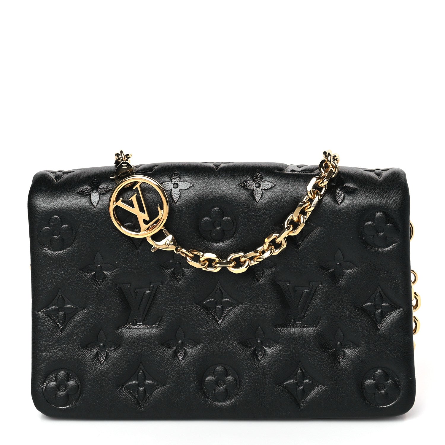 Louis Vuitton Lambskin Embossed Monogram Pochette Coussin Black 1 of 9