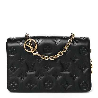 Louis Vuitton Lambskin Embossed Monogram Pochette Coussin Black 1 of 9
