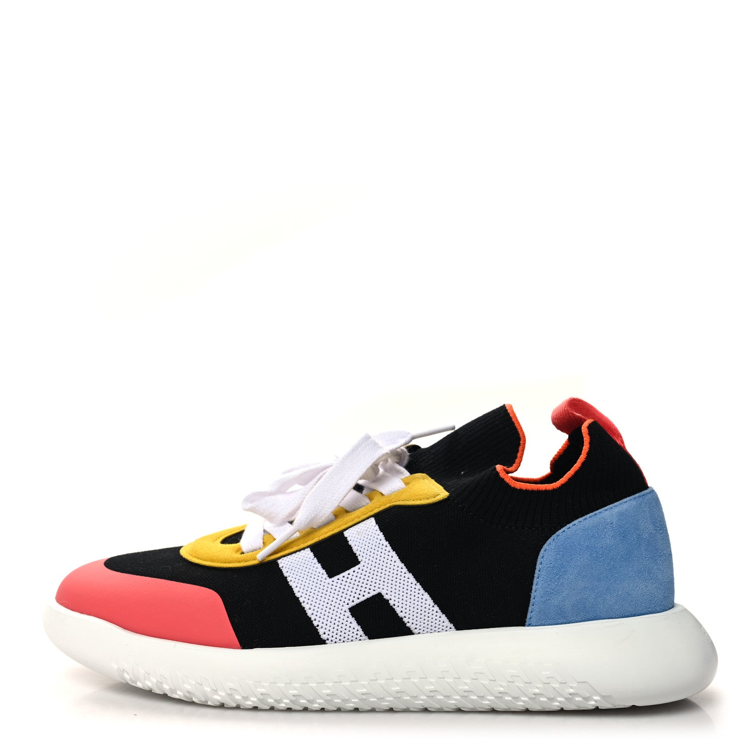 Hermes Knit Suede Goatskin Mens Crew Sneakers 41 Multicolor Black 1 of 7