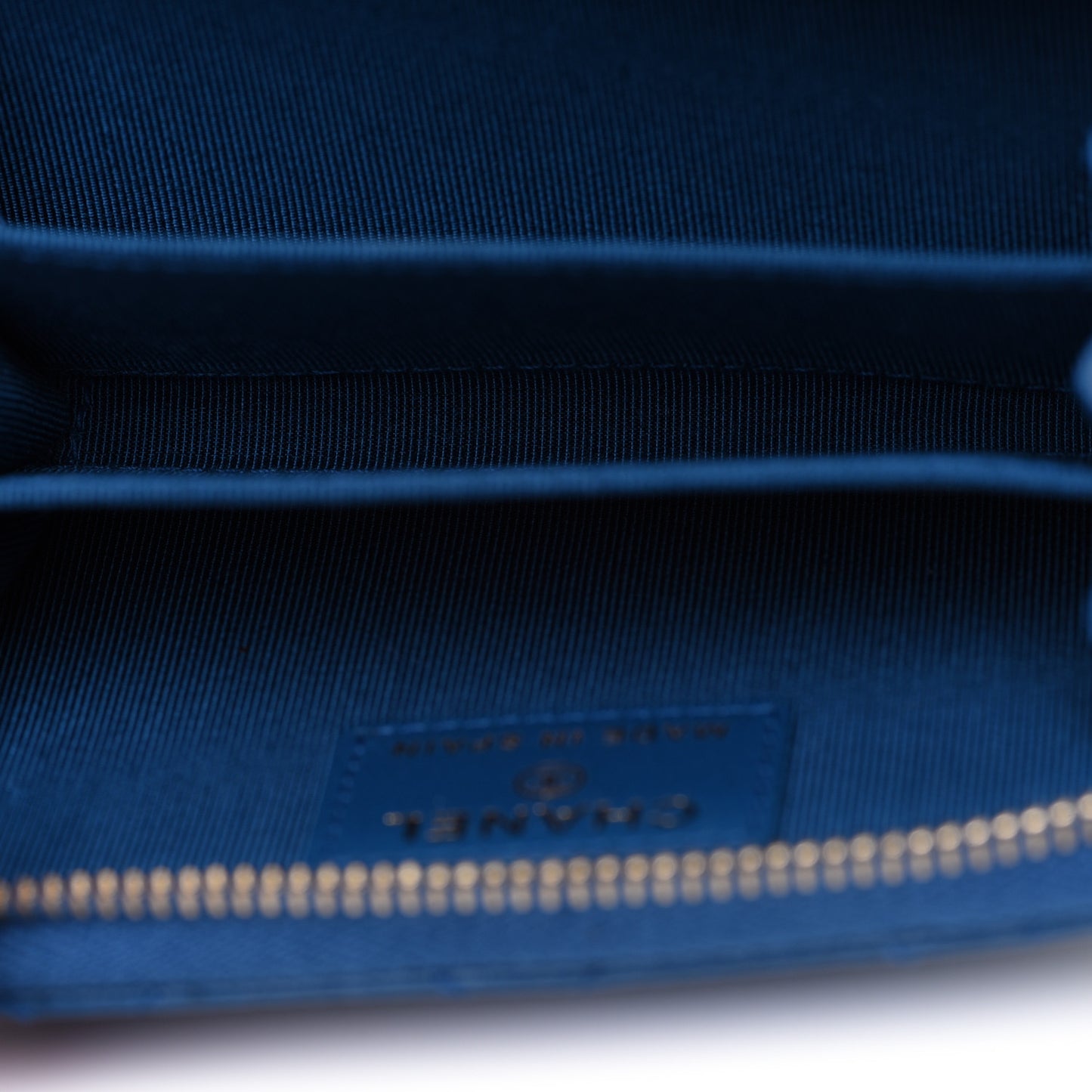 Lambskin Quilted Zip Around Coin Purse Wallet Blue